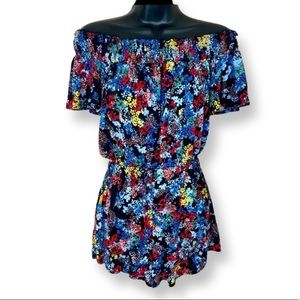 Ella Moss Black Floral Romper Size 12